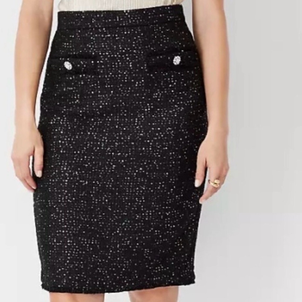 Ann Taylor Sequin Fringe Tweed Pencil Skirt! ✨🖤